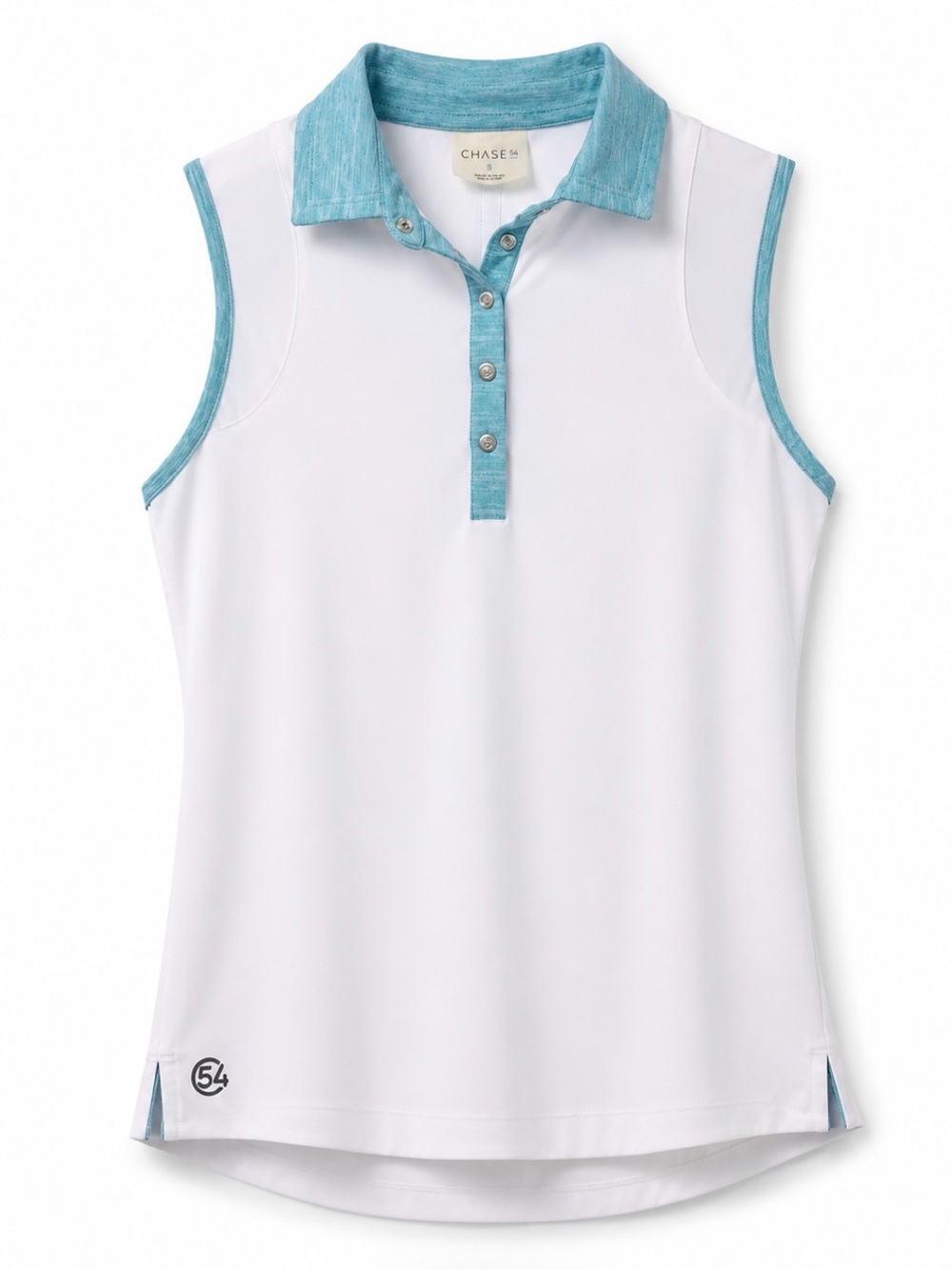 Chase54 White Sleeveless Golf Polo Top Size Small